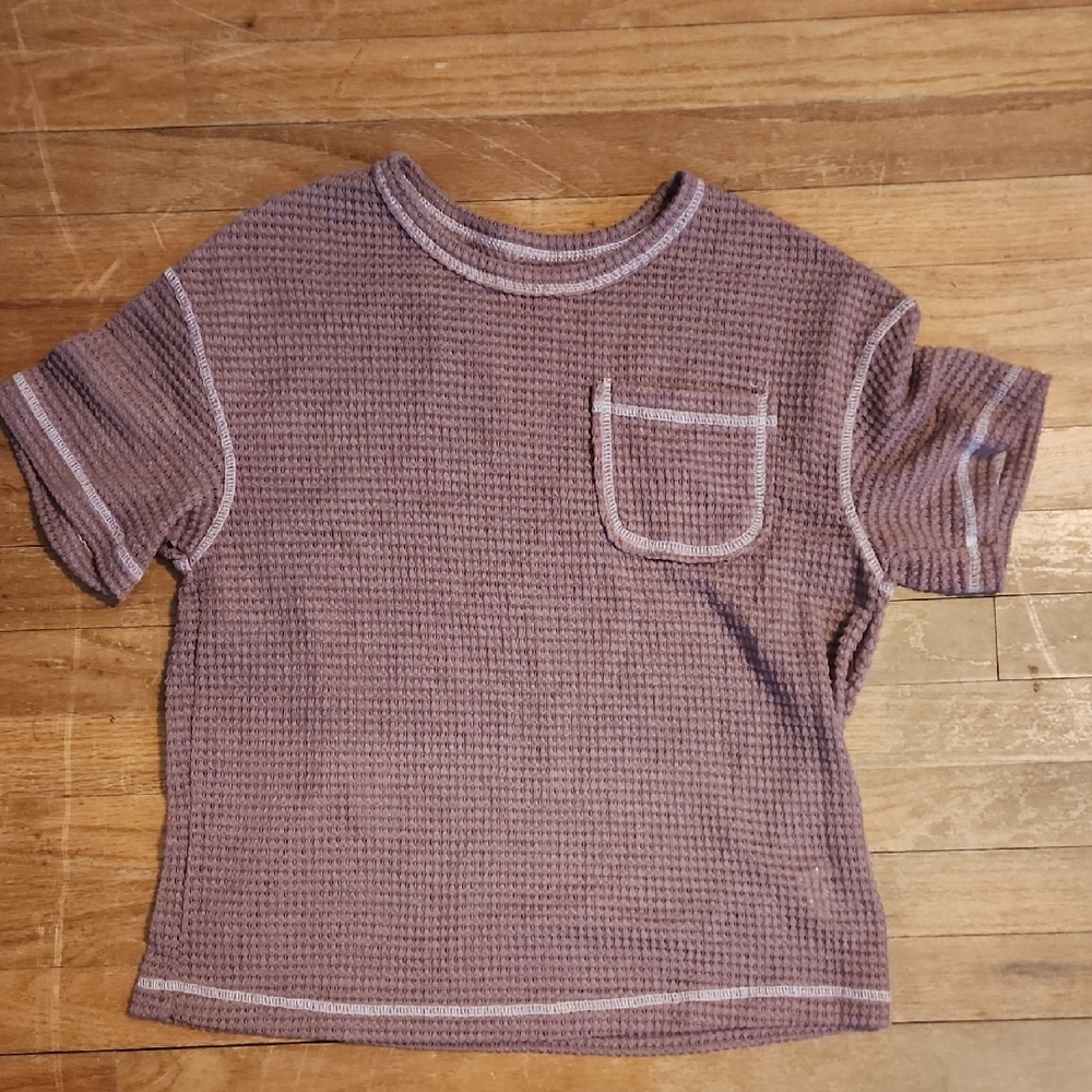 Womens Purple Waffle Knit Shirt, Schein, Small